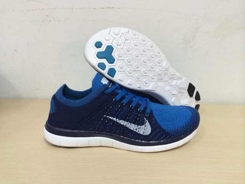 Nike Free Flyknit 4.0 Mens Shoes Dark Blue White Factory Outlet